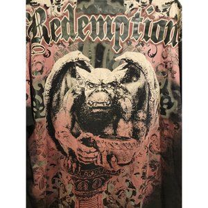 USA MEN'S XAR UNLIMITED 2XL GOTH SKULLS LARGE CALL OUT REDEMPTION 2 SIDED